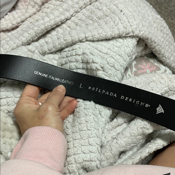 Silpada Black Leather Belt with Silver Flower Buckle- new - Picture 2 of 6